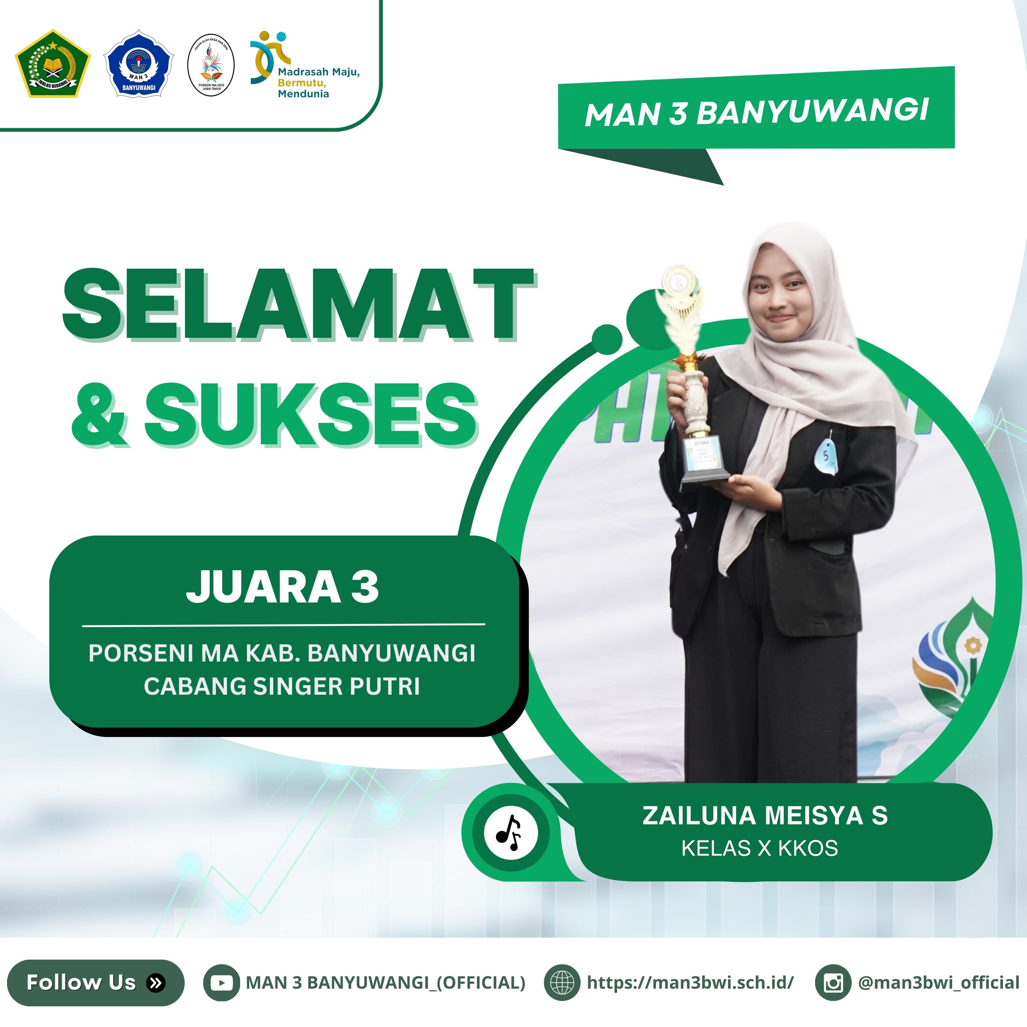 JUARA 1 PORSENI MA KAB.BANYUWANGI CABANG SINGER PUTRI